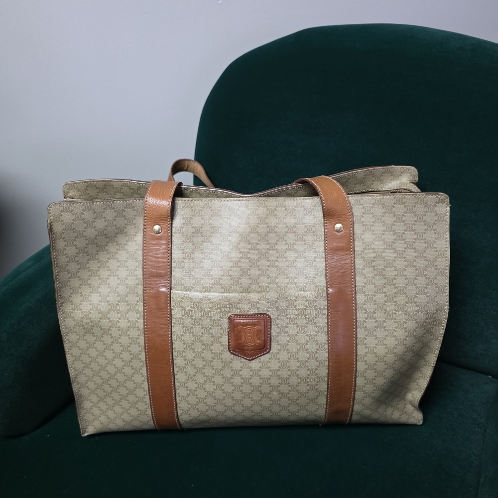 CELINE Macadam Pattern Shoulder Tote